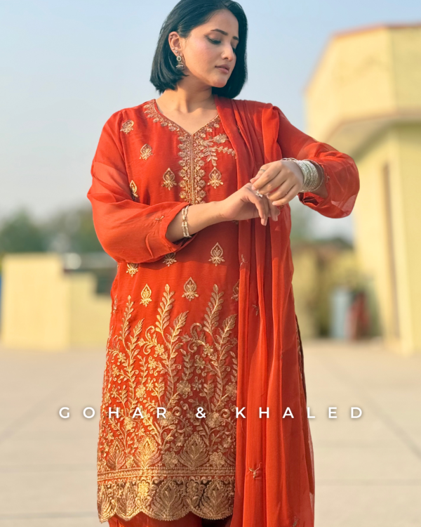 Chiffon Tilla Embroidered Dress 3Pc