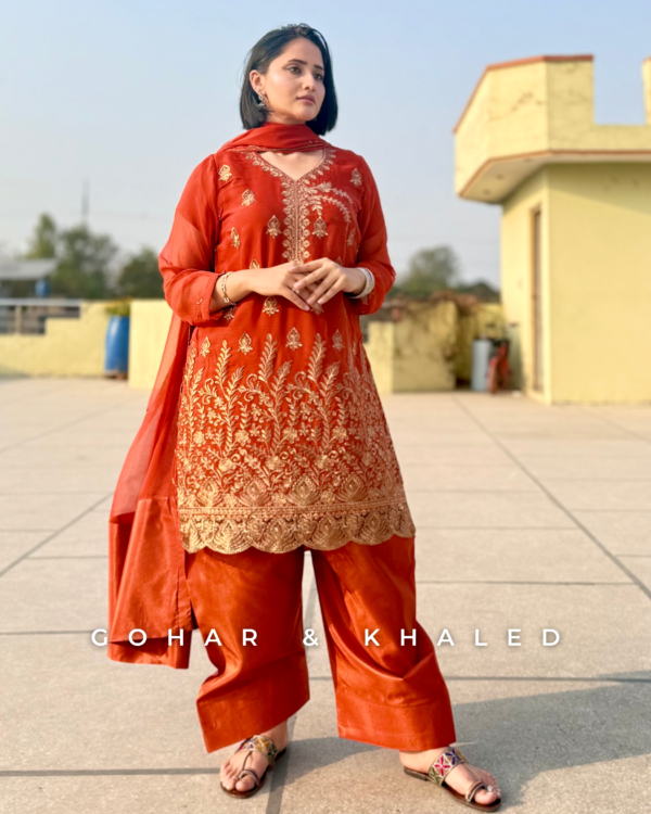 Chiffon Tilla Embroidered Dress 3Pc - Image 2