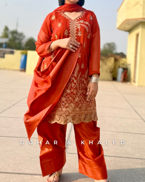 Chiffon Tilla Embroidered Dress 3Pc - Image 4