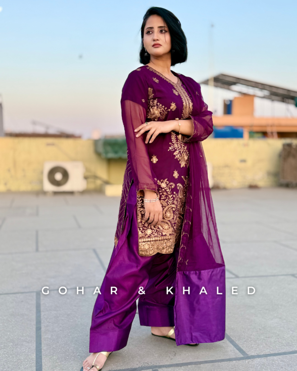 Chiffon Tilla Embroidered Dress 3Pc - Image 2